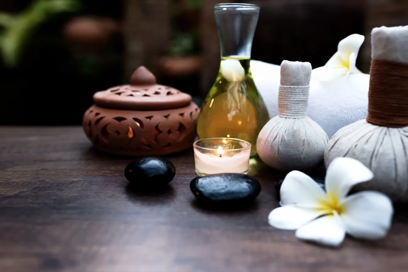 Spa still life with orchid and oils